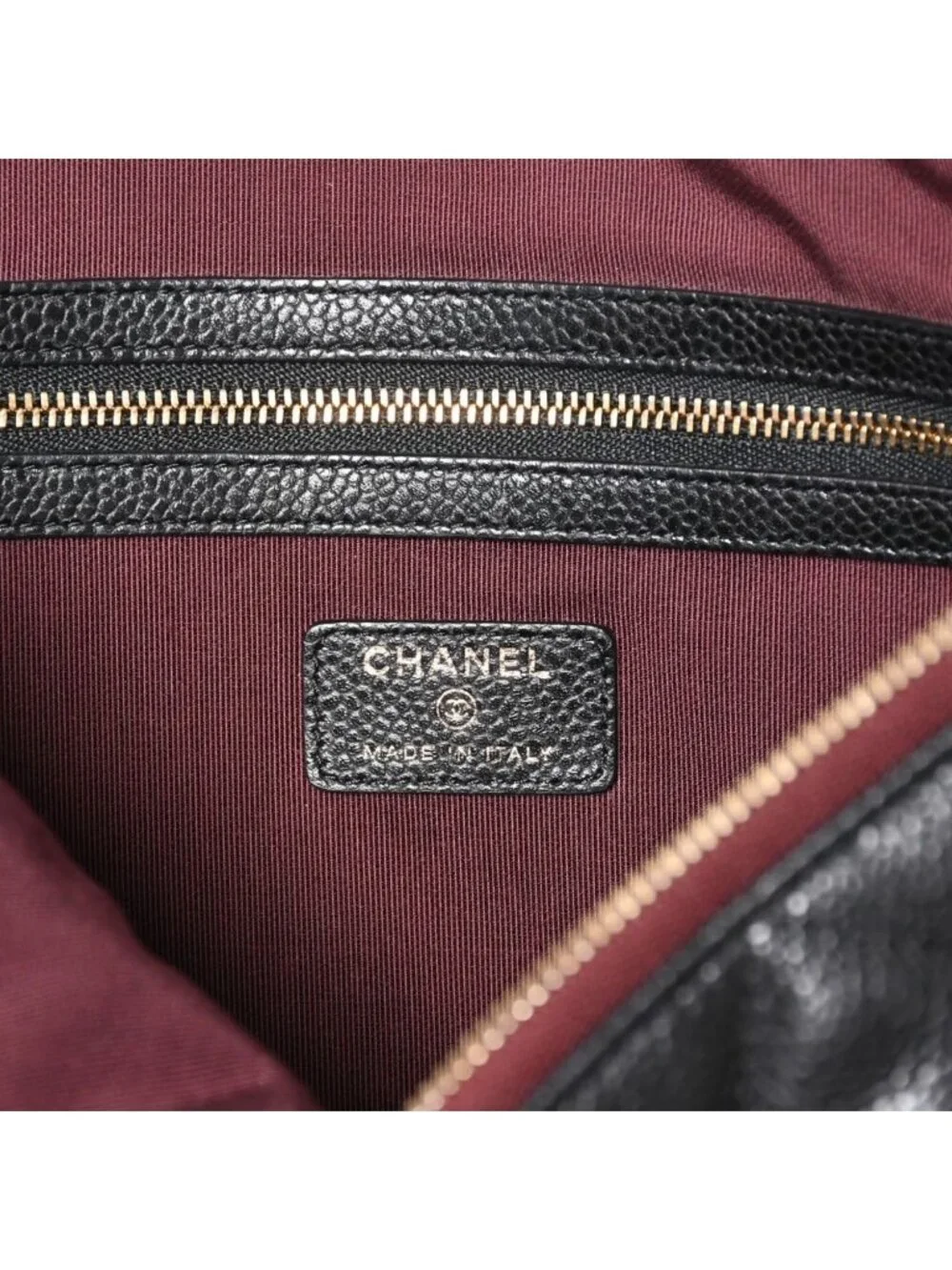 Chanel Classic Large Pouch CC Logo Caviar Leather Black
